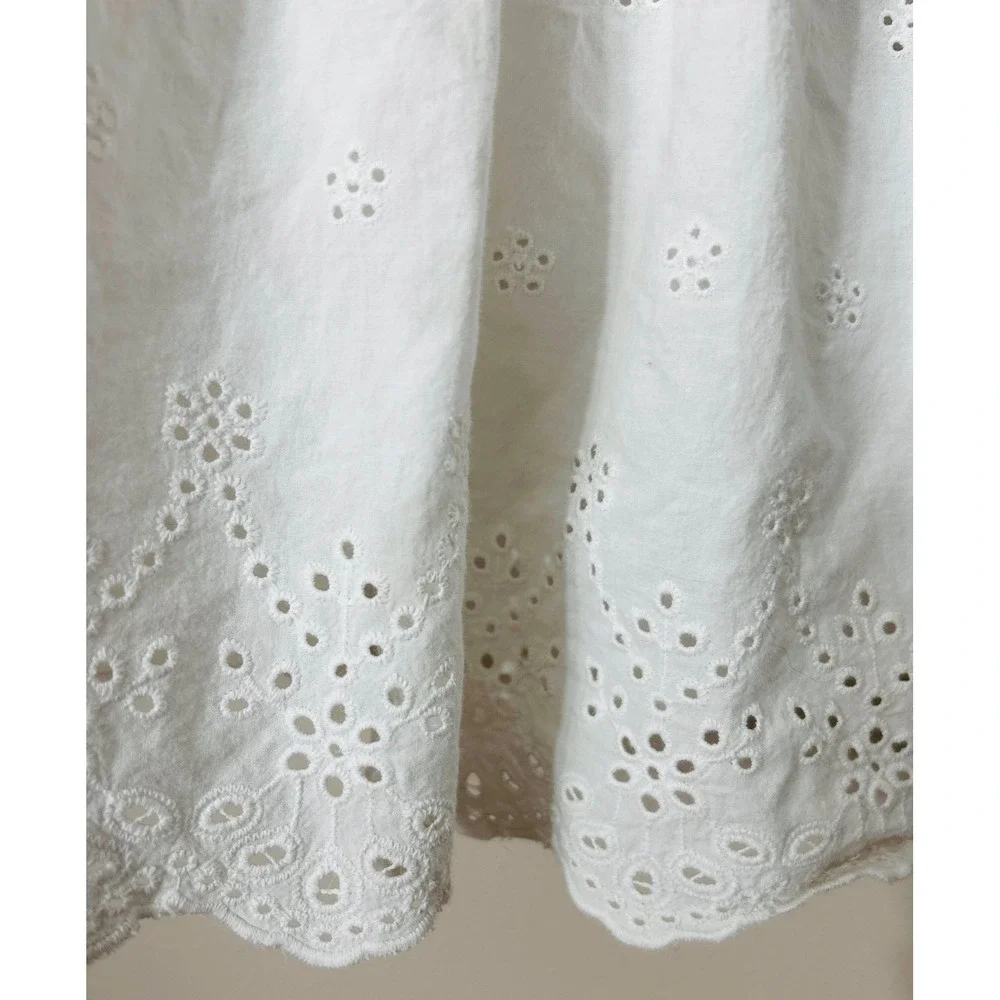 OshKosh B'gosh Overall Dress Denim Eyelet 5T Blue White Cottagecore